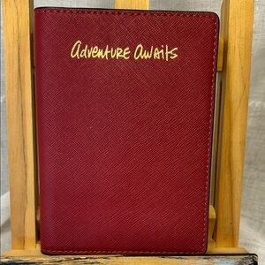 Rebecca Minkoff leather Adventure Awaits Red Passport Holder